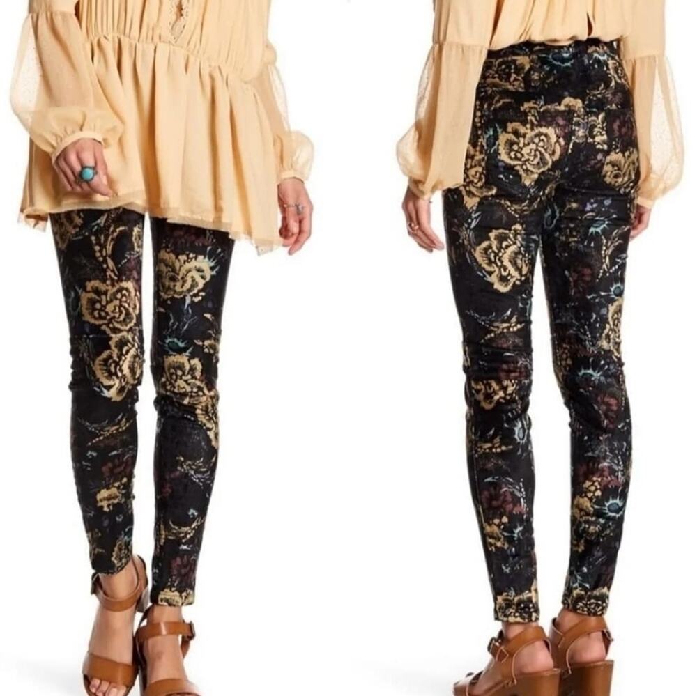 Rare Free People Lennon Velvet Moto Pants